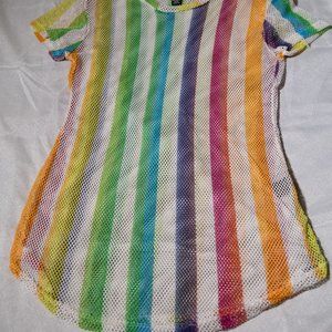 Rainbow fishnet tunic